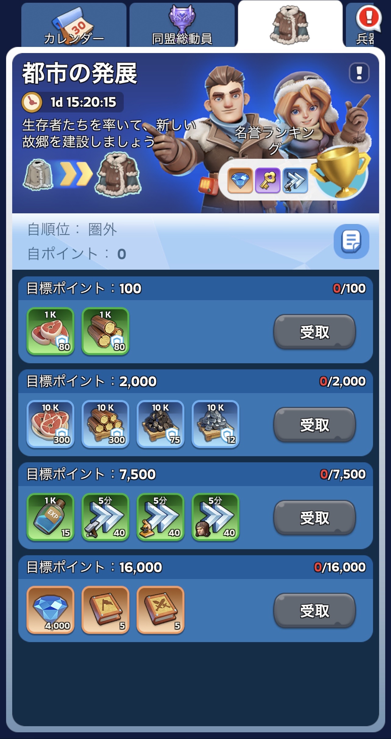 目標ポイントと達成報酬