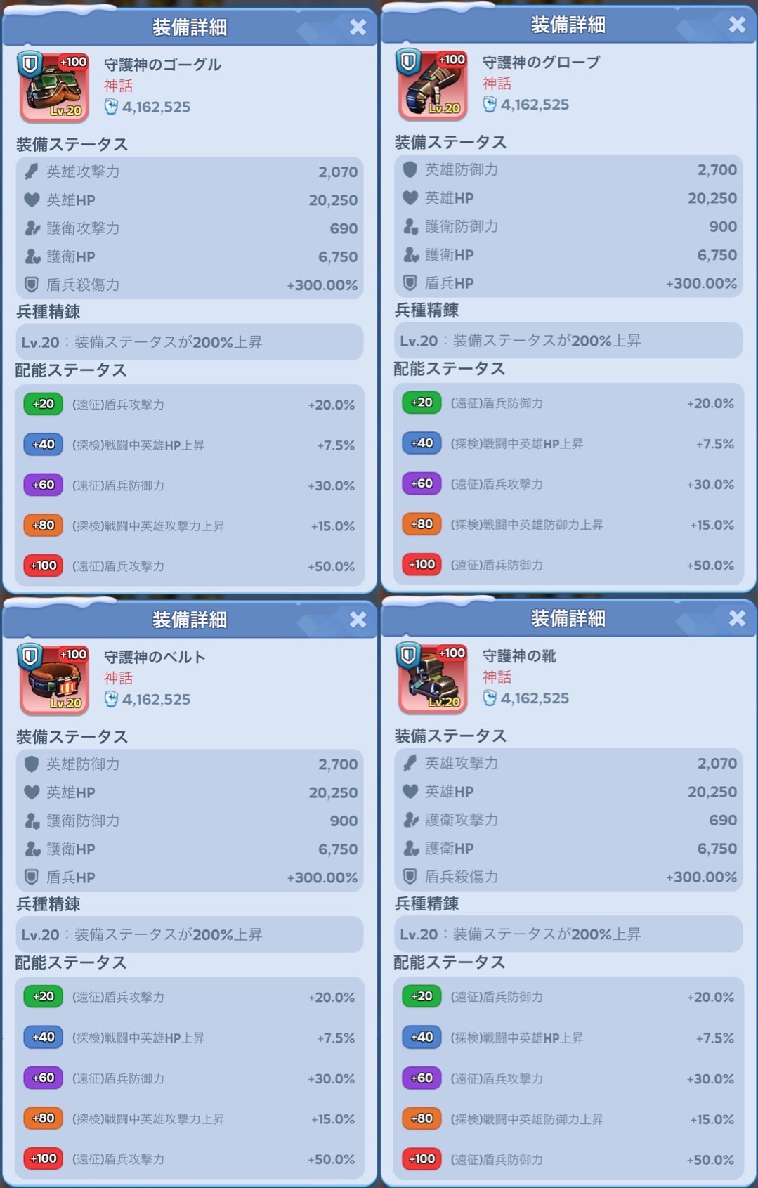 配能ステータス・盾