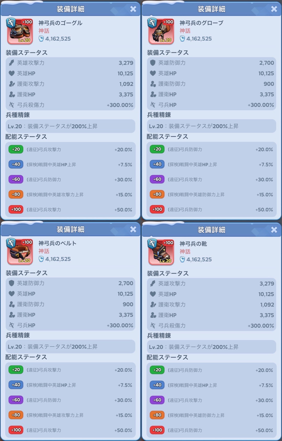 配能ステータス・弓